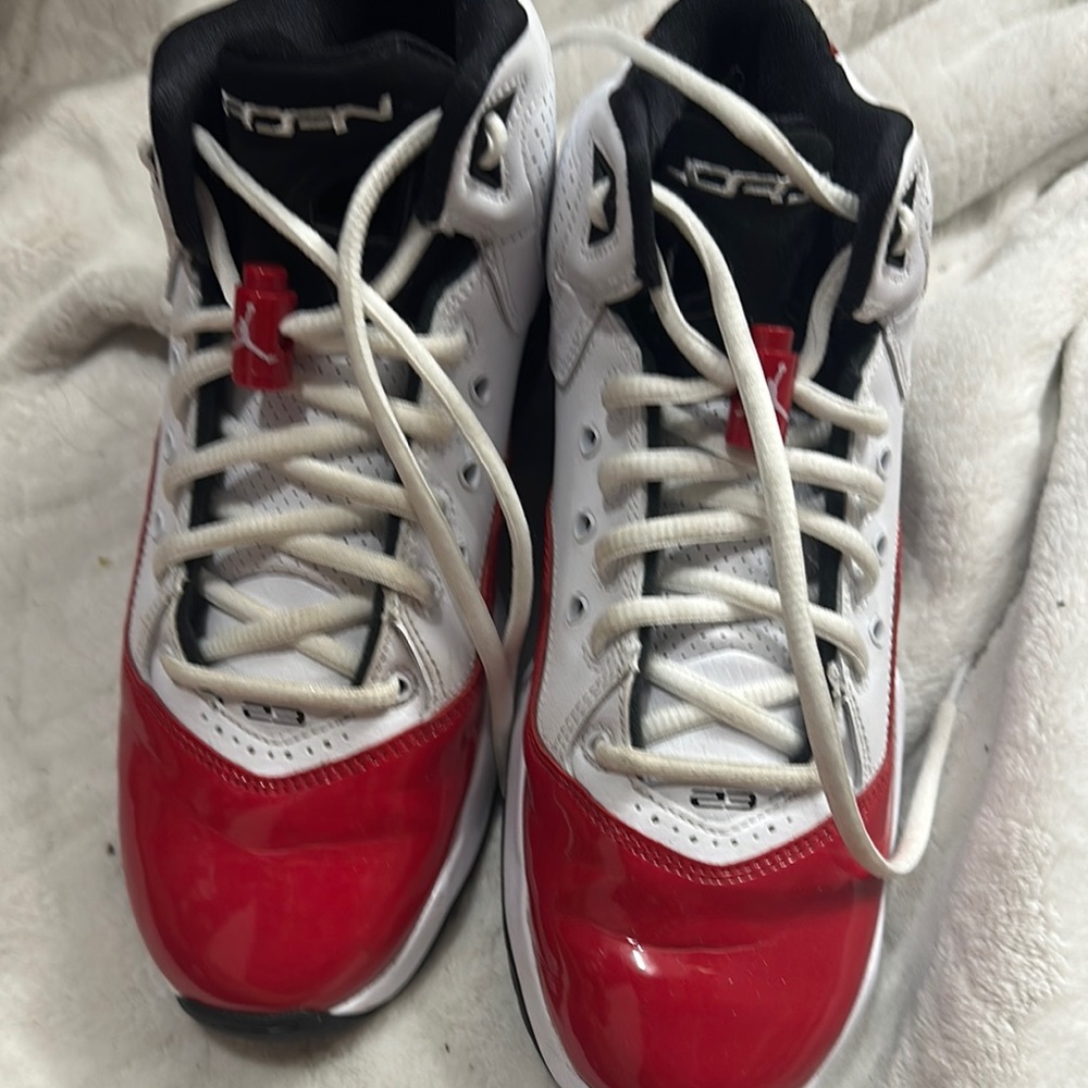 Jordan Red and White High-Top Sneakers